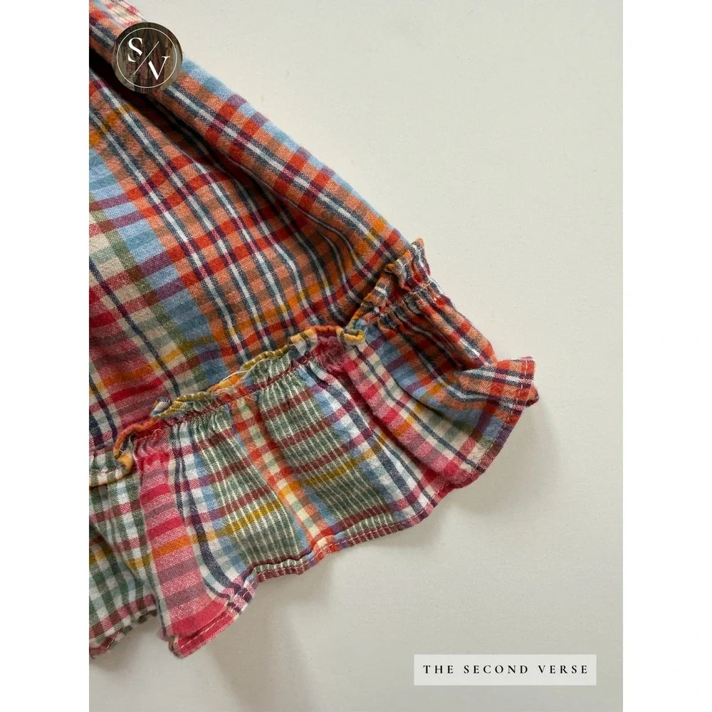 Ralph Lauren Baby Girls Multi Plaid Sundress Coattgecore Bloomers Set 6-12M